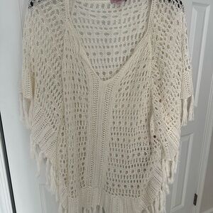 Calypso St. Barth Cream Crochet Swim Coverup